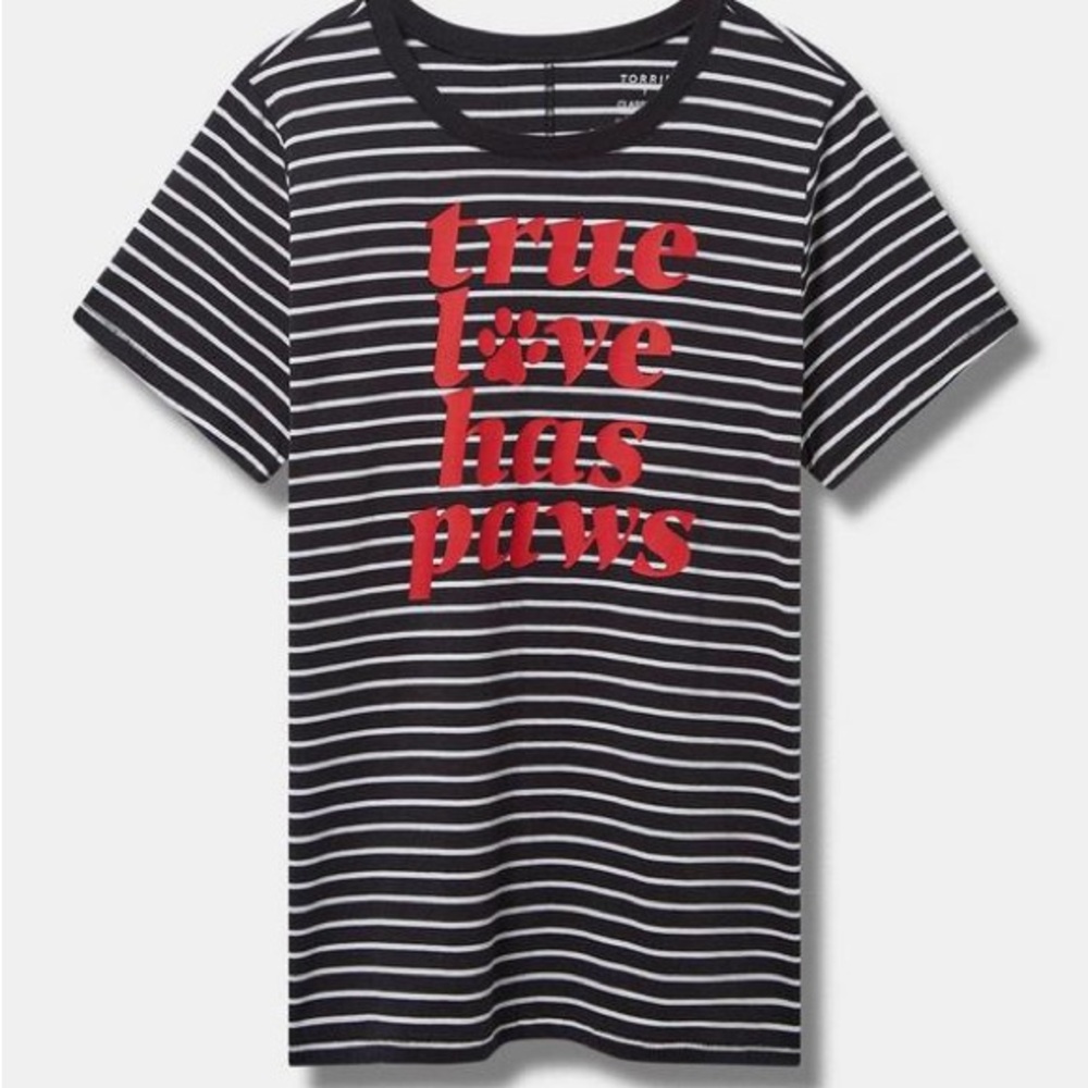Torrid size 0 Black and White Striped Shirt with Red Print